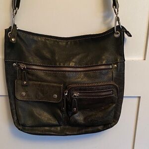 Fossil Black Leather Pebbled Crossbody Purse Bag